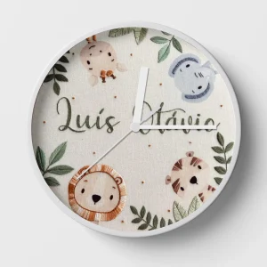 Hand-embroidered wild wonders clock – clock custom
