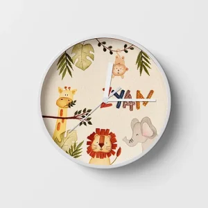 Hand-embroidered jungle joy clock – personalized clock for kids