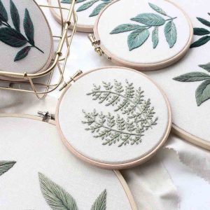 Hand-Embroidered Leaf