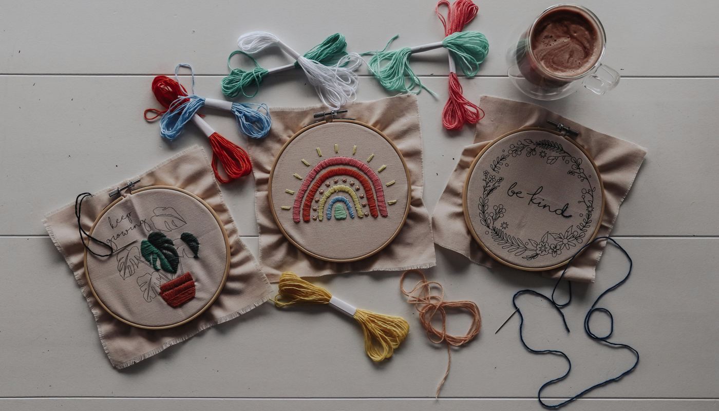 1. Close-up of hand embroidery stitches on a personalized baby clock