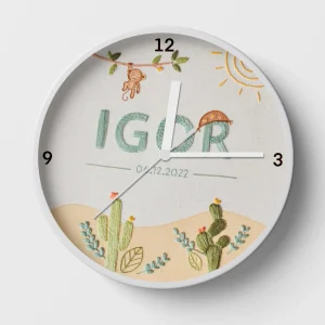 Hand-embroidered desert sunshine clock – customizable gifts for kids