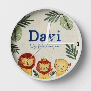 Hand-embroidered lion pride clock – personalized gifts for kids