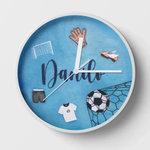 Hand-embroidered football field clock – personalized gifts for kids