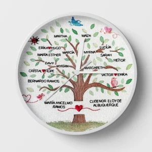 Personalised family tree clock - unique housewarming gifts personalised
