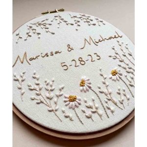 Custom Name Embroidery Floral Hoop Art- Nursery Décor 3