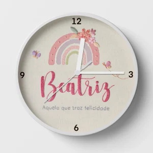 Hand-embroidered rainbow butterfly monogram clock – monogram wall clock