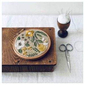 Hand-Embroidered flower wall art