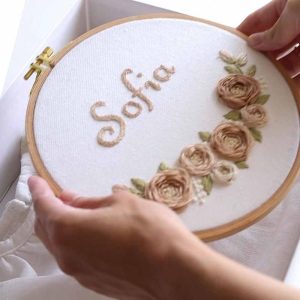 Custom Name Rose Embroidery Hoop-1
