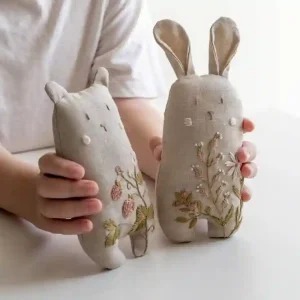 Handmade Gifts: Custom Embroidered Floral Bunny Toys