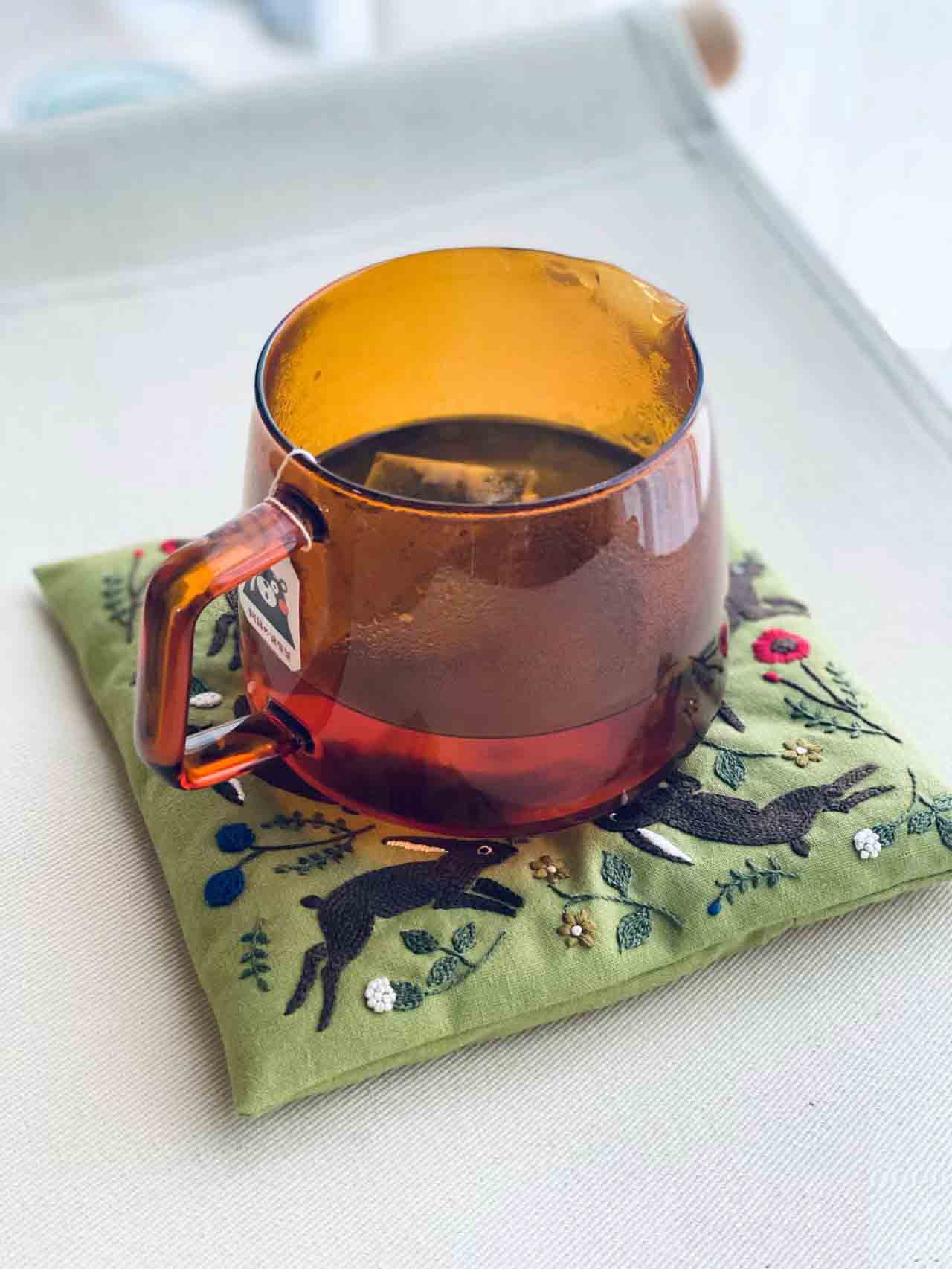 Forest Bunny Party: Artisan Handcrafted Embroidered Coaster-2