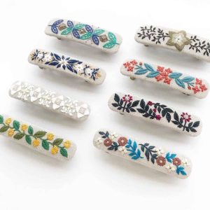 Hand-Embroidered Floral Hair clip