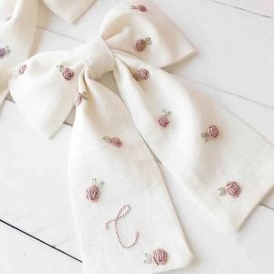 Hand-Embroidered Hair Bow Accessory-4