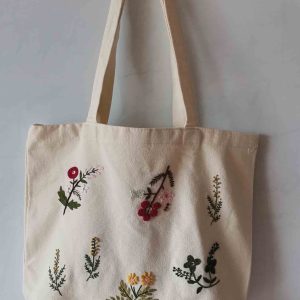 Blossom Breeze Canvas Tote: Handcrafted Embroidered Eco-friendly Bag-1