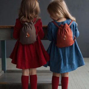 Fox Friend Delight: Handcrafted Embroidered Baby Drawstring Bag (Customizable)