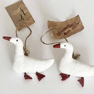 Handcrafted Goose Serenity: Embroidered Hanging Ornament-3