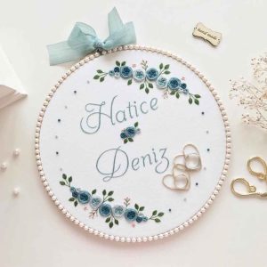 Embroidery wedding ring cushion