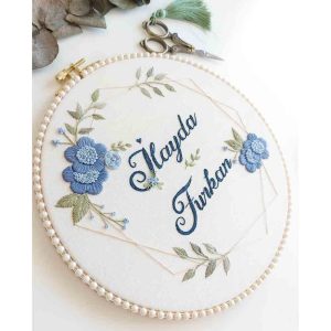 Custom Name Floral Embroidery Hoop- Nursery Decor-5
