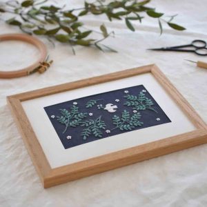 Peaceful Harmony: Hand-Embroidered Dove Wall Art