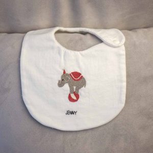 Hand Embroidery Organic Cotton Baby Drool Bibs with Adjustable Snap-11