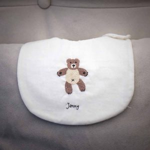 Hand Embroidery Organic Cotton Baby Drool Bibs with Adjustable Snap-7