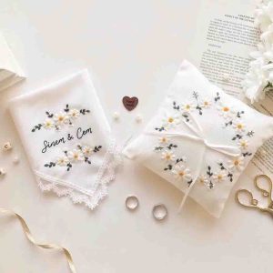 Love's Embrace - Unique Embroidered Ring Pillow
