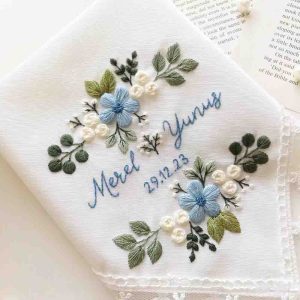 Handcrafted Embroidered Handkerchief for Wedding 2
