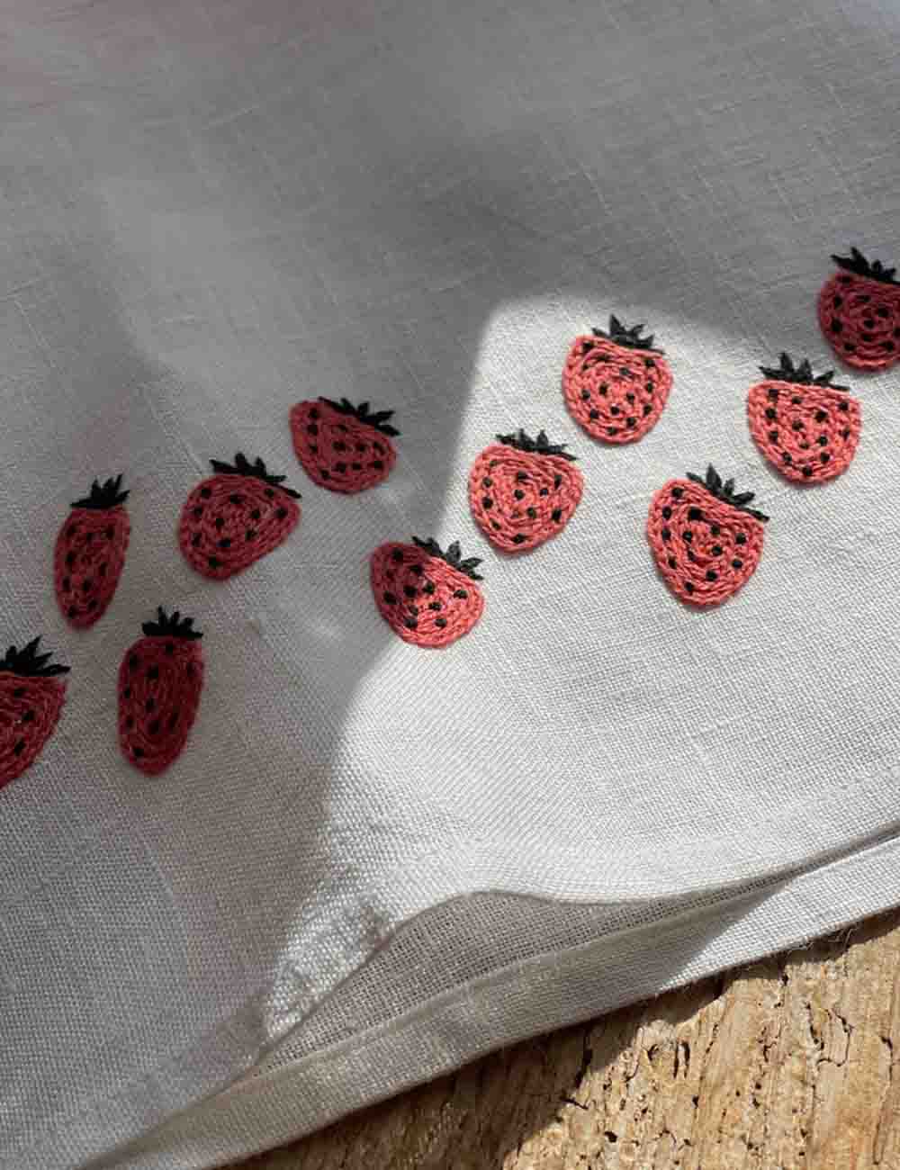 Unique Hand-Embroidered Linen Napkins in 90s Style for Your Table 4