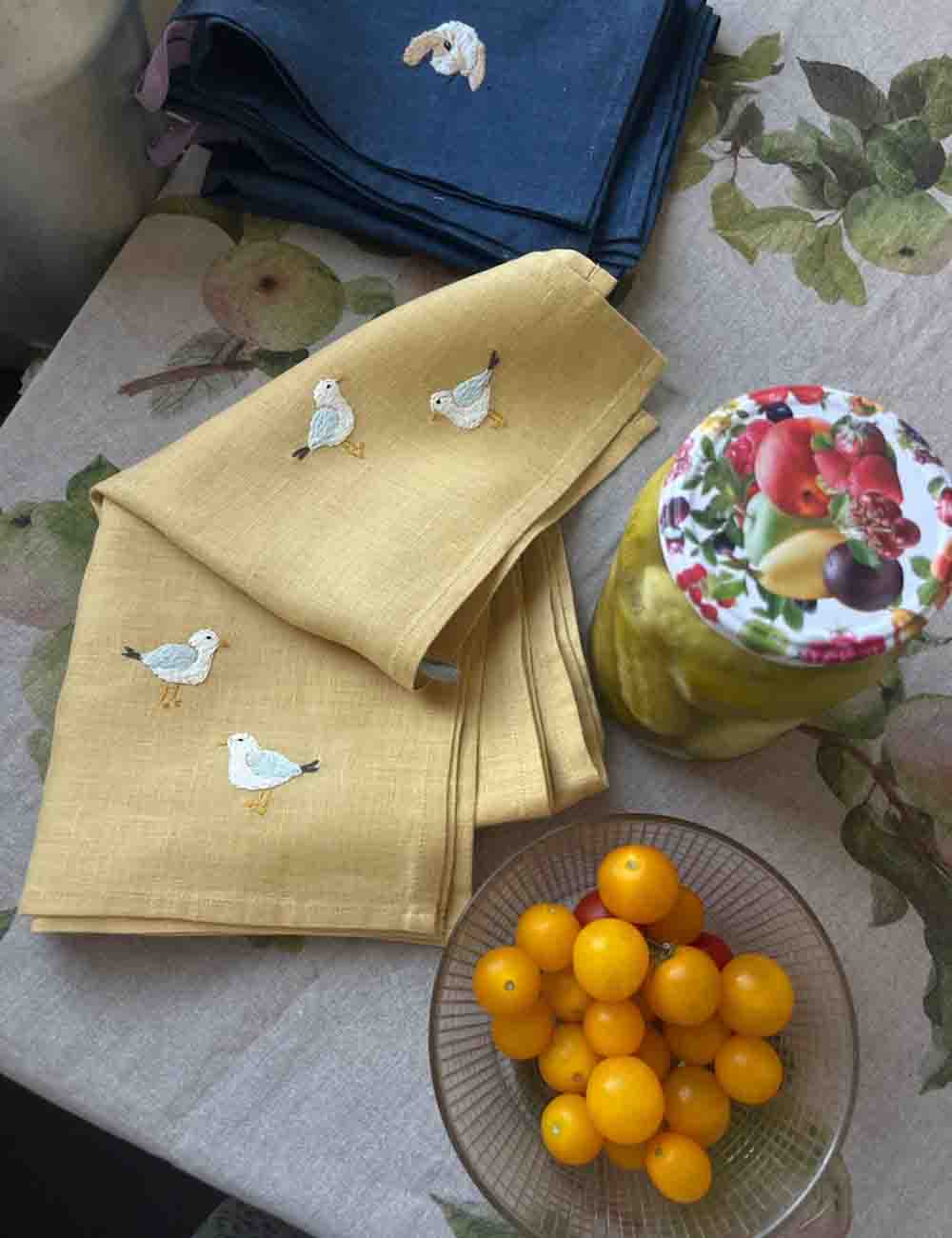 Embroidered Linen Napkins - Set of 4, Sustainable Style 6