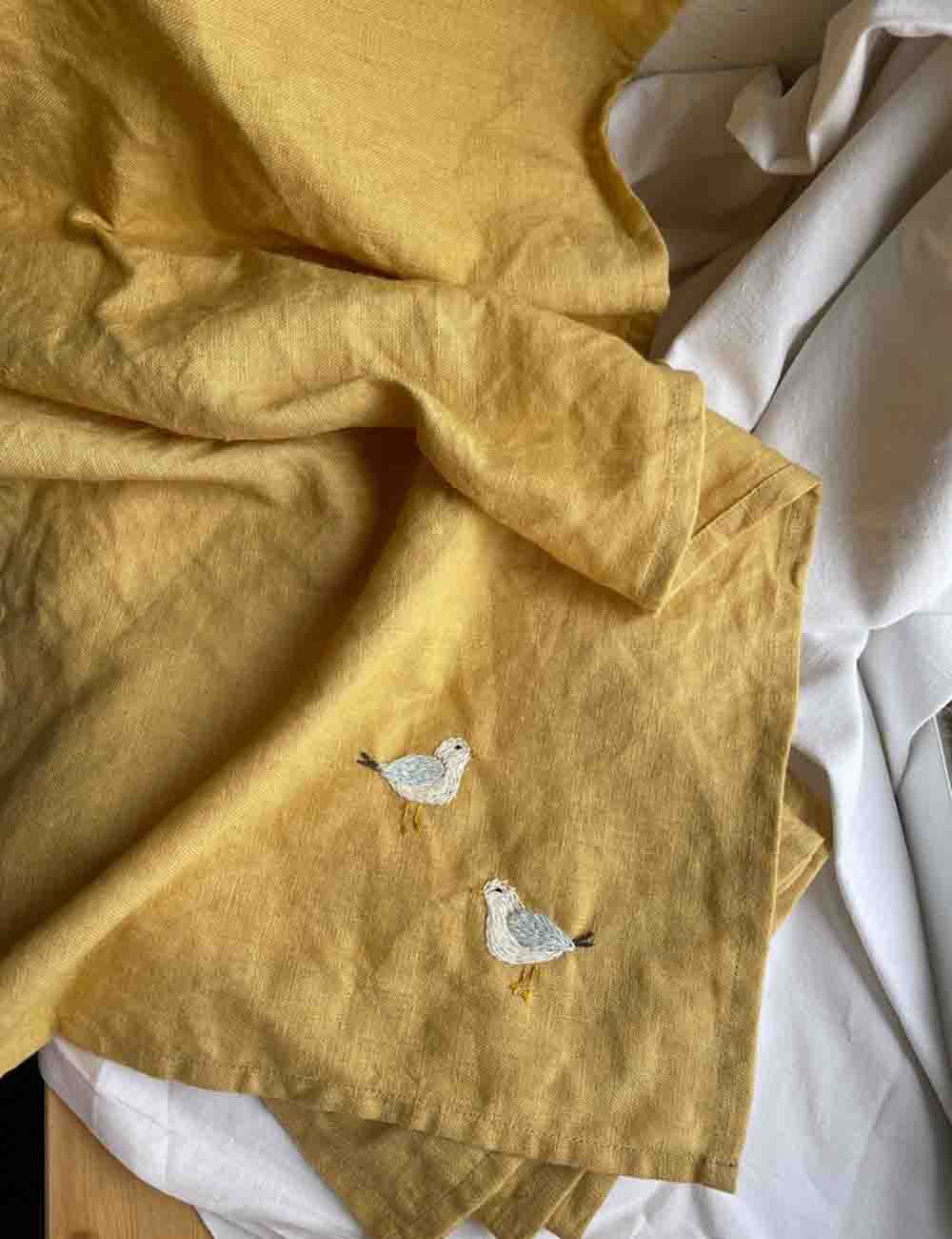 Embroidered Linen Napkins - Set of 4, Sustainable Style 4