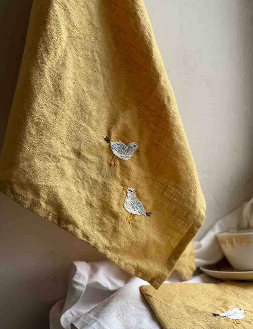 Embroidered Linen Napkins - Set of 4, Sustainable Style 3