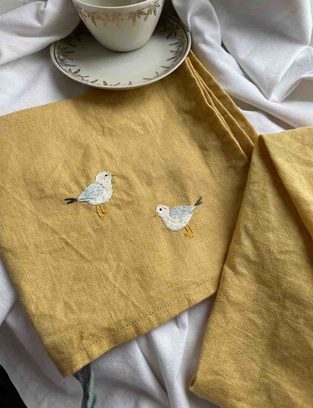Embroidered Linen Napkins - Set of 4, Sustainable Style 2