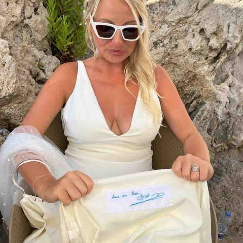 actual handwriting organic cotton sew-inpatch for wedding dress hand embroidered personalised handwritten message
