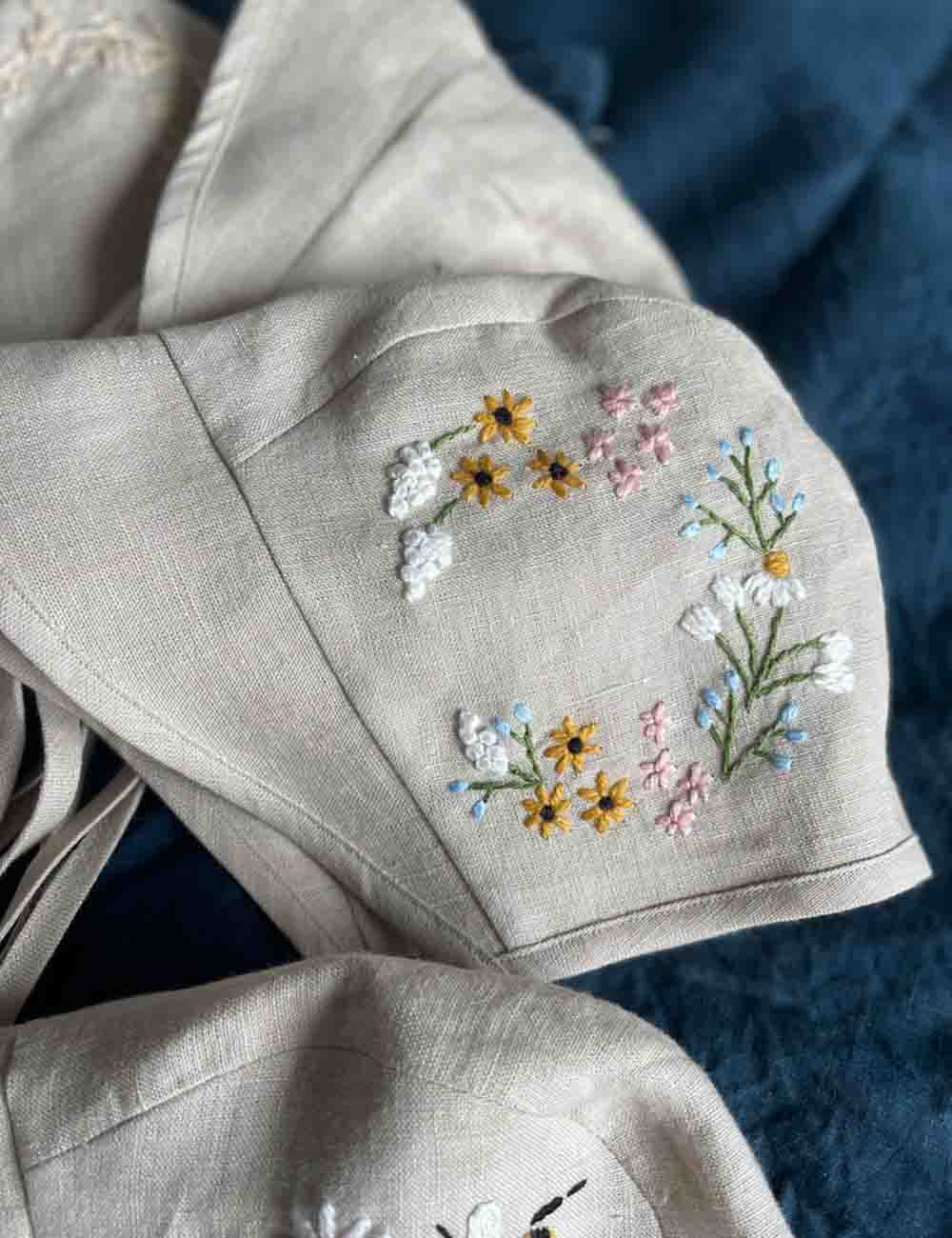 Baby Sun Hat With Floral and Name Embroidery 4