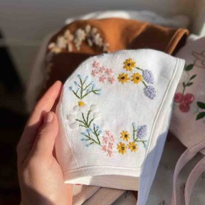 Baby Sun Hat With Floral and Name Embroidery 1