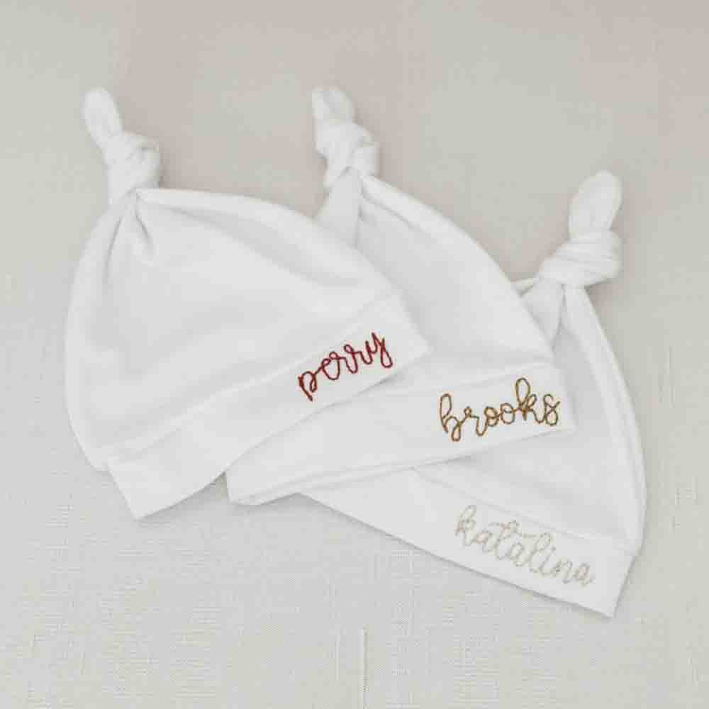 "Pure Bliss" Personalized White Embroidered Baby Bonnet 3