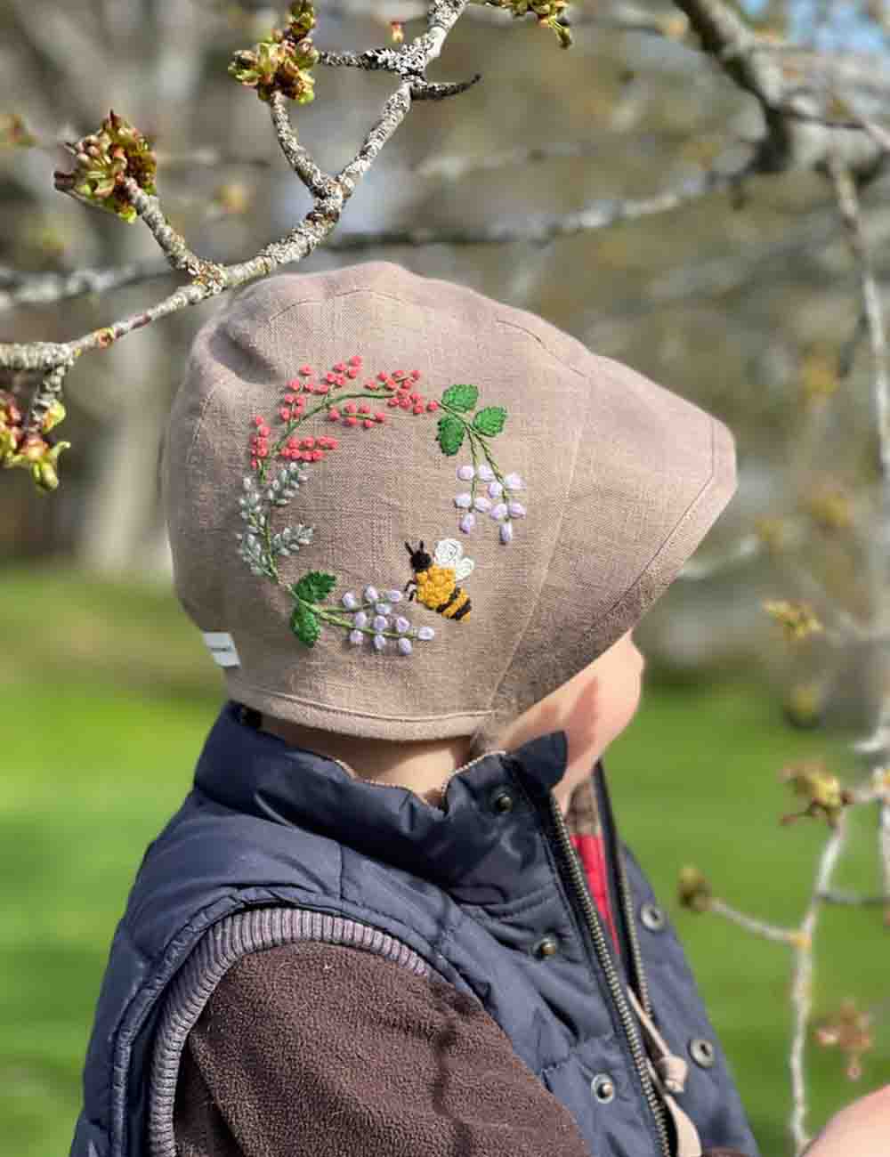 Spring Bouquet Embroidery Baby Sun Hat with Name 2
