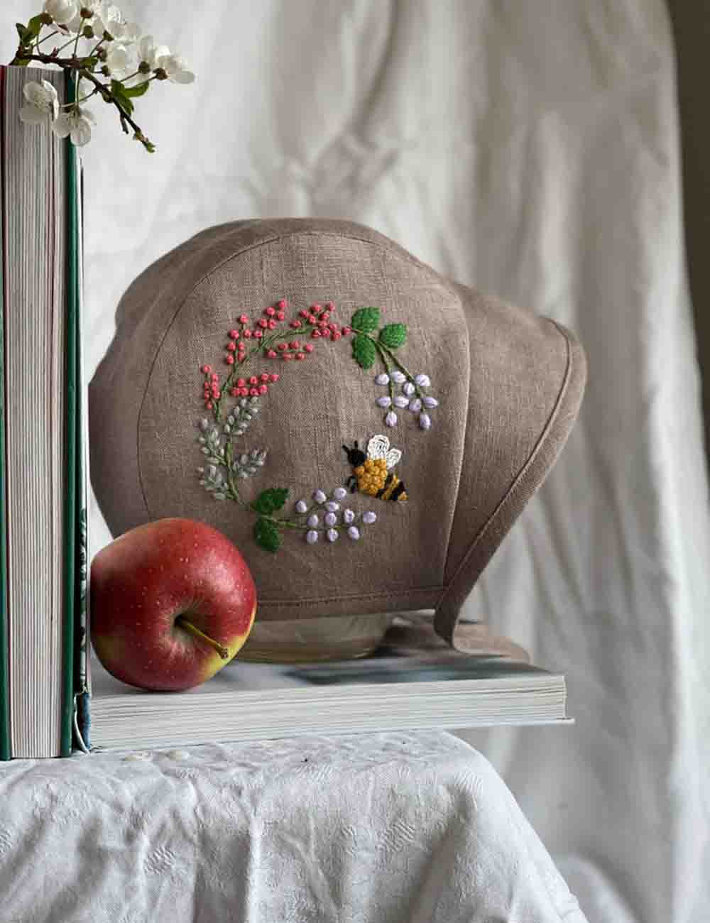 Spring Bouquet Embroidery Baby Sun Hat with Name 3