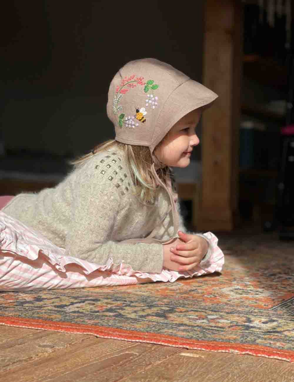 Spring Bouquet Embroidery Baby Sun Hat with Name 6