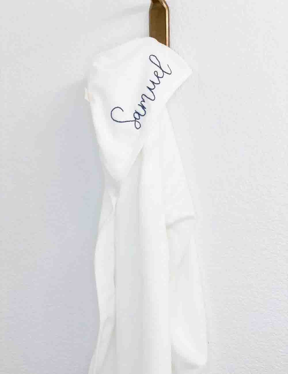 "Pure Bliss" Personalized White Embroidered Baby Bath Towel 5