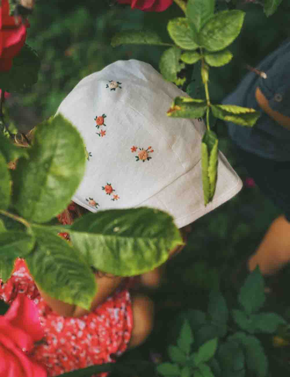 Name Embroidered Baby Bonnet with Rose, Handmade Bonnet for Girls 5