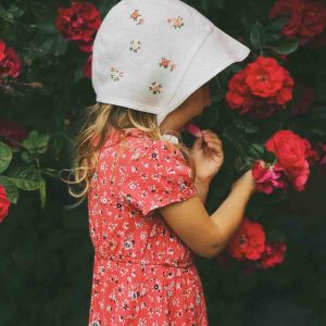 Name Embroidered Baby Bonnet with Rose, Handmade Bonnet for Girls 1