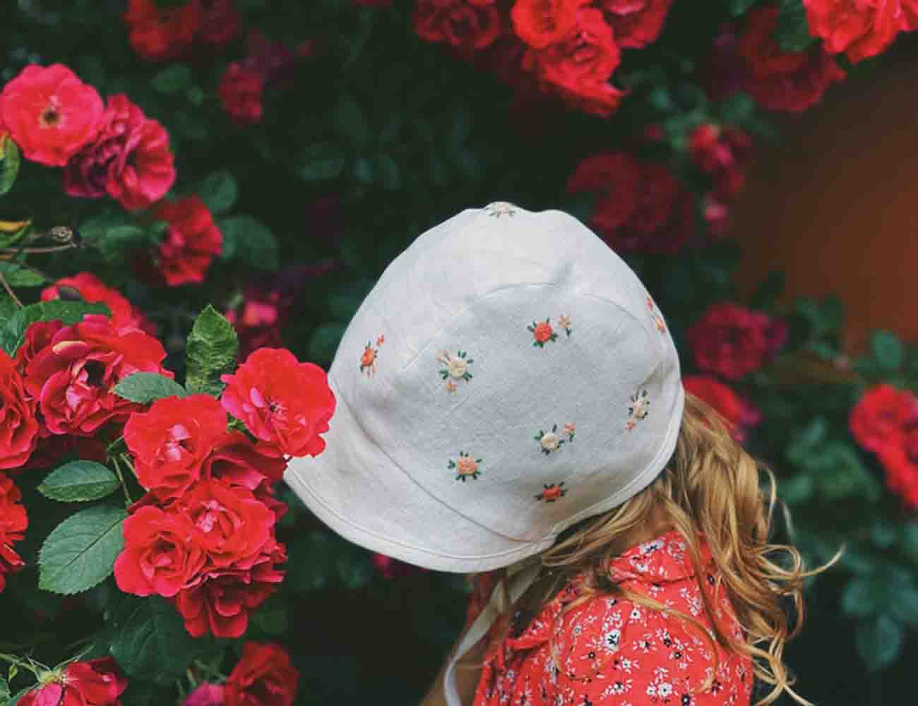 Name Embroidered Baby Bonnet with Rose, Handmade Bonnet for Girls 2