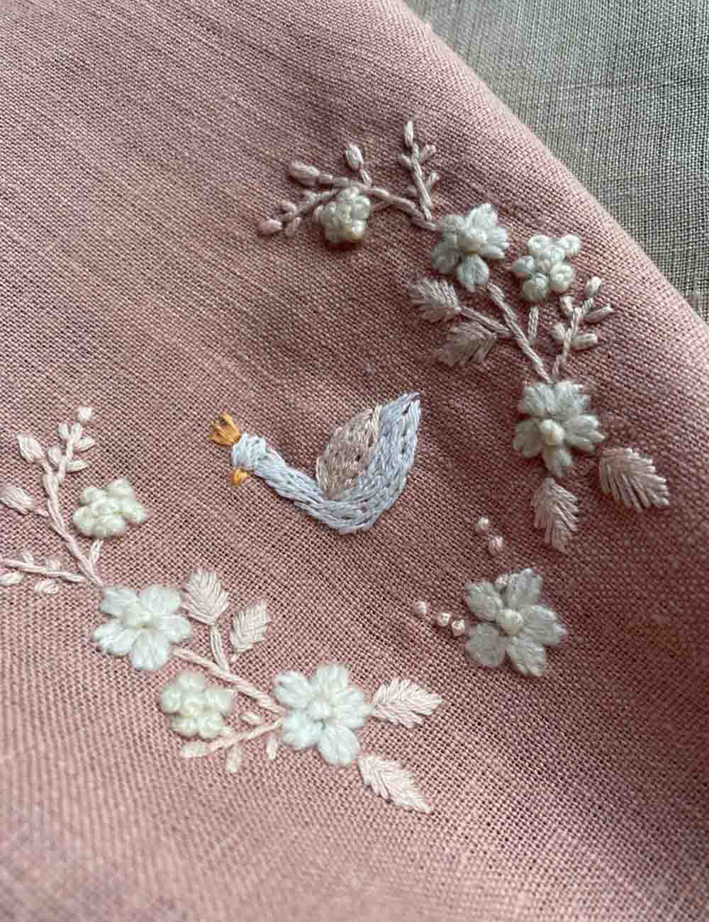 Personalized Handmade Linen Baby Sun Bonnet with Little Swan 11