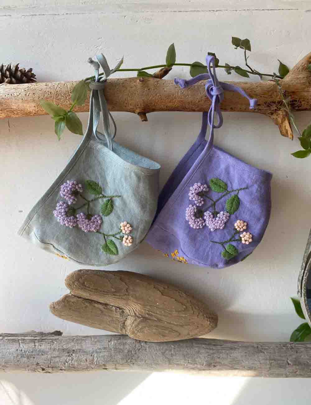 Personalized Hand Embroidered Baby Bonnet with Linen and Botanical Design 5