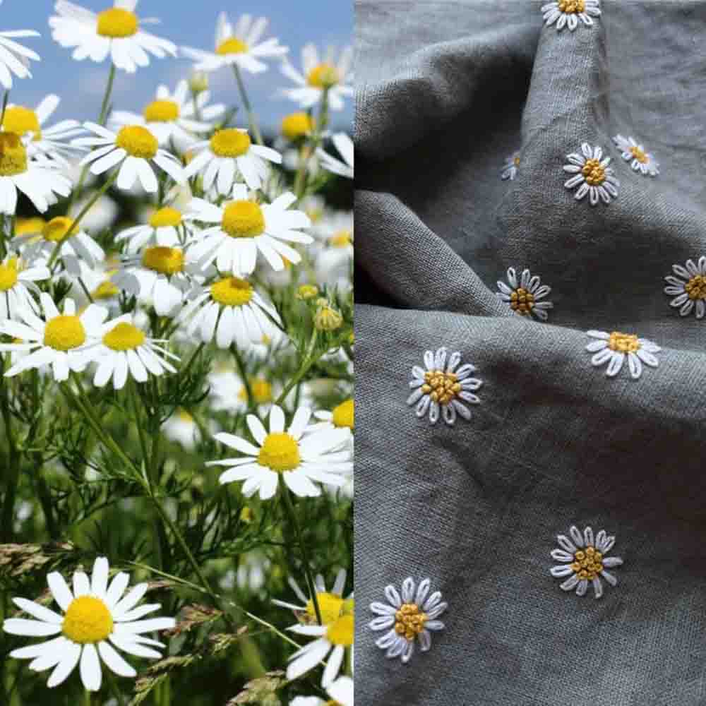 Linen Hand-Embroidered Baby Bonnet with Daisy Pattern 6